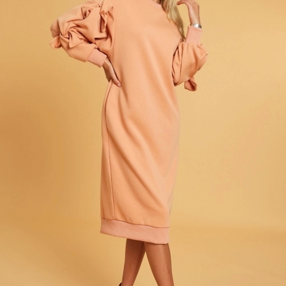 Cqbycq Dresses & Skirts - Chic Peach Bow Sleeve Dress